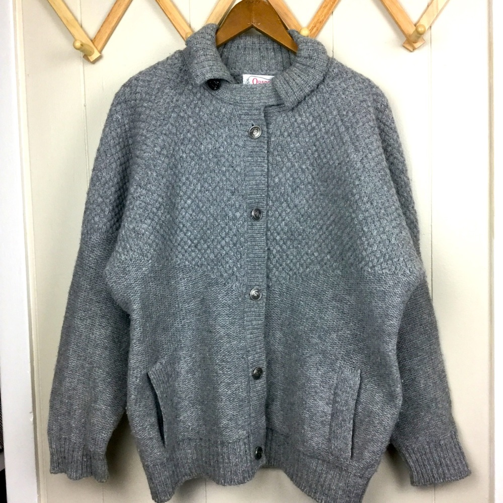 Orvis Wool button down cardigan sweater gray large